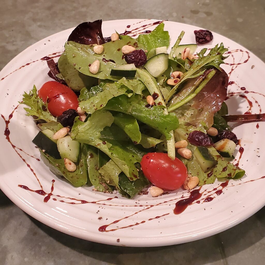 Chef Gregory's signature salad, freshly plated